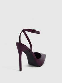 CUCCOO SZL Giày cao gót mũi nhọn đính ngọc trai màu đỏ tía gợi cảm cho nữ dự tiệc tối có quai ở mắt cá chân - Bordeaux - Xem 12