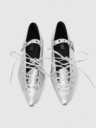 Scarpe Mary Jane da donna con punta chiusa, stile punk goth rock, punta appuntita, cinturini incrociati sexy, scarpe formali da lavoro con tacco piatto