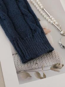 Tween Girls Sweater Dresses, Fashion Elegant Cute Bow Puff Sleeve Pullover Short Dress Girls Navy Blue Dress Girls Winter Dress Long Sleeve Knitted Dress Tween Elegant Dark Blue Dress Girls Cable Knit Dress