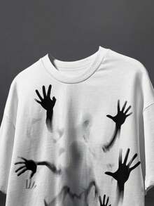 Manfinity Dauomo 热门推荐：简约朋克暗黑街头风鬼手印花男士T恤，适合一年四季的街头时尚男士。 - 彩色 - 查看 3