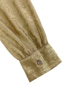 Franclia 女士优雅法式时尚涂层面料中长连衣裙，女士长款派对连衣裙，女士秋季连衣裙 - 金色 - 查看 3