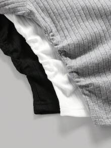 SHEIN Girlism 少女买一送二 3 件套纯色罗纹针织简约圆领腰侧褶修身百搭长袖 T 恤，休闲舒适 - 彩色 - 查看 4