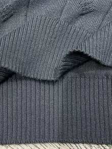 Manfinity Homme Men's Casual Everyday Commute Simple Solid Color Cable Knit Sweater, Autumn/Winter, Long Sleeve Top - Dark Grey - View 7