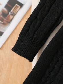 Sparklyn Tween Girls Sweater Dresses, Fashion Elegant Cute Bow Puff Sleeve Pullover Short Dress Girl Long Sleeve Dresses Girls Spring Autumn French Style Dress Dresses Girl Black - Black - View 3