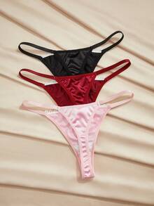 Charlaine Bragas tipo tanga elegantes y sexys de mujer con parches de encaje y decoración de moño - Multicolor - Ver 2