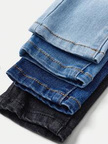 SHEIN 4件套幼儿男童弹力紧身水洗休闲时尚牛仔裤 - 彩色 - 查看 4