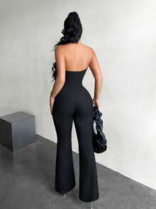 SHEIN SXY Body Graphic Print 性感街头风无袖连体裤 - 黑與白 - 查看 2