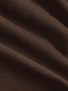 SHEIN MOD 3件套女士褶皱休闲方领长袖T恤套装，保暖衣物，秋季，外出上衣，假日，新年 - 棕色 - 查看 7