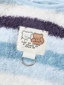 PETSIN Sweetheart Velvet Pet Vest – Cute Plush Jacket With Adorable Animal Embroidery, Traction Buckle Design, And Full-Body Comfort For Small Dogs, Cats, Puppies, Ideal For Playtime Or Casual Walks - Blue - View 8
