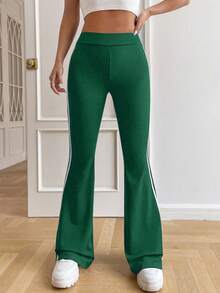 Tween Girl 休闲条纹学院风绿色裤子 - 軍綠色 - 查看 4