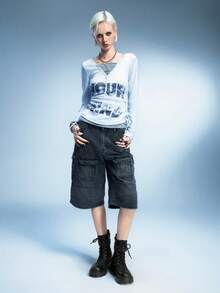 Sugerpunk 女式休闲扣环粗跟摩托车踝靴 - 黑色 - 查看 5