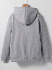 SHEIN Mirajuku 青少年男孩百搭纯色百搭连帽拉链运动衫