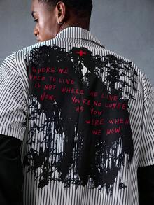 ROMWE MEN Goth 男士秋季时尚条纹拼布衬衫 - 彩色 - 查看 2