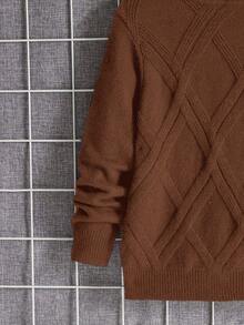 SHEIN 男童长袖休闲高领毛衣 - 棕色 - 查看 5