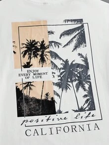 Manfinity NXTstreet Men Coconut Tree & Letter Graphic Tee - White - View 4
