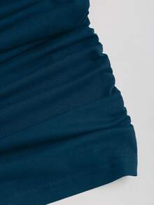 Sweetra 女式性感修身露肩金属扣迷你连衣裙 - 水鴨藍 - 查看 6