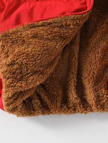 Cozy Pixies Áo khoác lót lông nhân tạo dệt thường ngày cho bé gái sơ sinh/trẻ mới biết đi - Đỏ - Xem 6