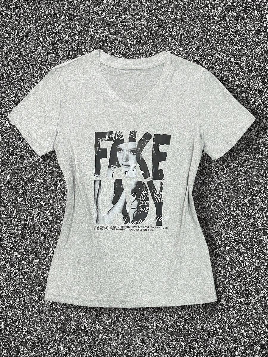 SHEIN EZwear 女士短袖 T 恤，休闲时尚，适合日常穿着