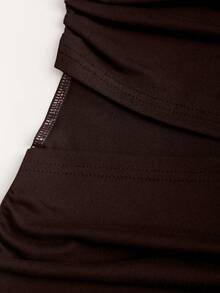 Sweetra Váy ngắn hở lưng gợi cảm khóa kim loại cho nữ - Màu nâu  Mocha - Xem 3