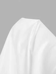 SHEIN MOD 杏色露背蝴蝶结缎面中长连衣裙 - 白色 - 查看 6