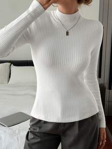 DAZY Thermal Lined Turtleneck Sweater For Women, Slim Fit Pullover Base Layer, Autumn/Winter - Beige - View 4