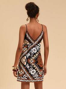 Travachic 度假编织复古印花细肩带女式迷你连衣裙 - 彩色 - 查看 2