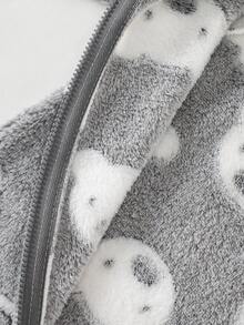 2pcs/Set Newborn Cute Koala Print Embroidered Thick Fleece Long Sleeve Jumpsuit Pajamas, Autumn/Winter - Multicolor - View 3