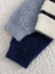 3pcs Baby Boy Minimalist Knit Sweaters, Infant Soft Multi-Pack Half Turtleneck Long Sleeve Pullover Striped Knitted Tops, Baby Boy Versatile Fuzzy Knit Sweaters, Suitable For Casual Wear, Outings And Daily Wear - Multicolor - View 5