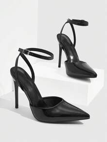 CUCCOO SZL Décolleté nere con punta affusolata e tacco a spillo alto, con cinturino alla caviglia, scarpe eleganti sexy da sera