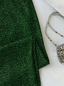 Elamini Celana Panjang Kaki Lebar Motif Leopard Seksi Ringan 2025, Pinggang Elastis dengan Tali Serut, Celana Lurus Ramping, Cocok untuk Pemakaian Sehari-hari, Kembali ke Sekolah - Hijau - View 5