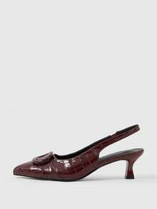 Sleekvia Women's Pointed Toe Buckle Design Fashion High Heel Pumps For Daily Wear - Brown - View 6