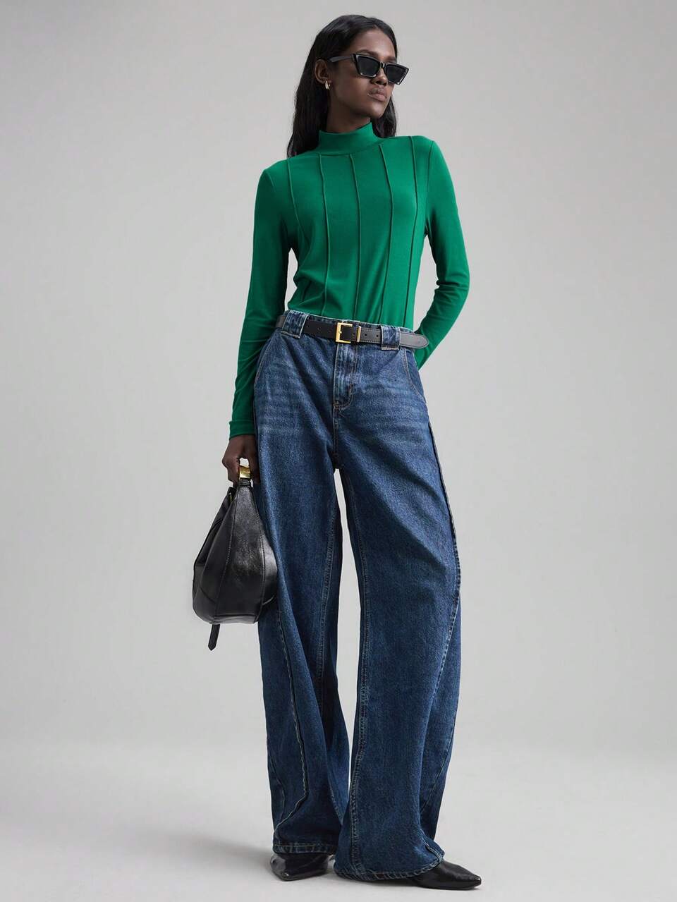 2025 Autumn/Winter New Chic Emerald Green Women Top,Elegant Knit Fabric Fitted Silhouette Office Sweater,Versatile For Date,Party,Wedding Guest