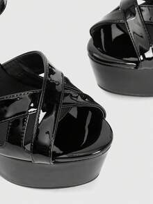 CUCCOO LuxiPop Summer New High-Heeled Women's Platform Buckle Design Sandals - Black - View 5