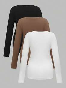 Modmama 孕妇纯色简约日常穿搭圆领长袖T恤 - 彩色 - 查看 2