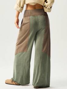 Bohemela 女式休闲针织拼接宽松阔腿裤 - 彩色 - 查看 6