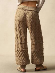 Bohemela 女式冬季粗针织拼布裤 - 卡其色 - 查看 6