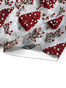 INAWLY 圣诞元素数码印花女式修身圆领T恤，圣诞树图案印花短袖T恤 - 彩色 - 查看 6