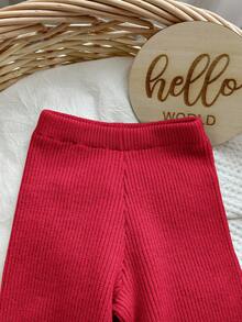 SHEIN Baby Girl Round Neck Raglan Sleeve Ruffle Trim Bowknot Decor Sweater Set Autumn Winter Clothes For Women Cherry Toddler Outfit Red Baby Outfits Baby Girl Sweaters Set Two Piece Winter Outfits For Toddler Girl Knit Two Piece Toddler - Red - View 6