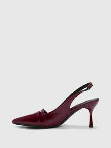 CUCCOO BIZCHIC 女士性感尖头高跟鞋，酒红色，适合派对、婚礼、工作 - 酒紅色 - 查看 9
