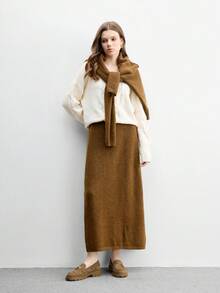 CUCCOO BIZCHIC Khaki Simple Round Toe Wedge Heel Slip-On Flats, Elegant & Casual, Comfortable & Versatile For Work, Commute, And Formal Occasions