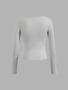 SHEIN EZwear Bộ 3 áo thun nữ tay ngắn croptop thường ngày, đồ mặc nhà, lớp lót, màu trơn, đa năng, ôm sát, phù hợp cho mùa thu/đông - Nhiều màu - Xem 9