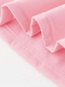 SHEIN Young Girls' Casual Fashion Creative Cute Cartoon Ballet Girl Graphic Print Basic Short T-Shirt, Suitable For Girly Outfits - Pink - View 7