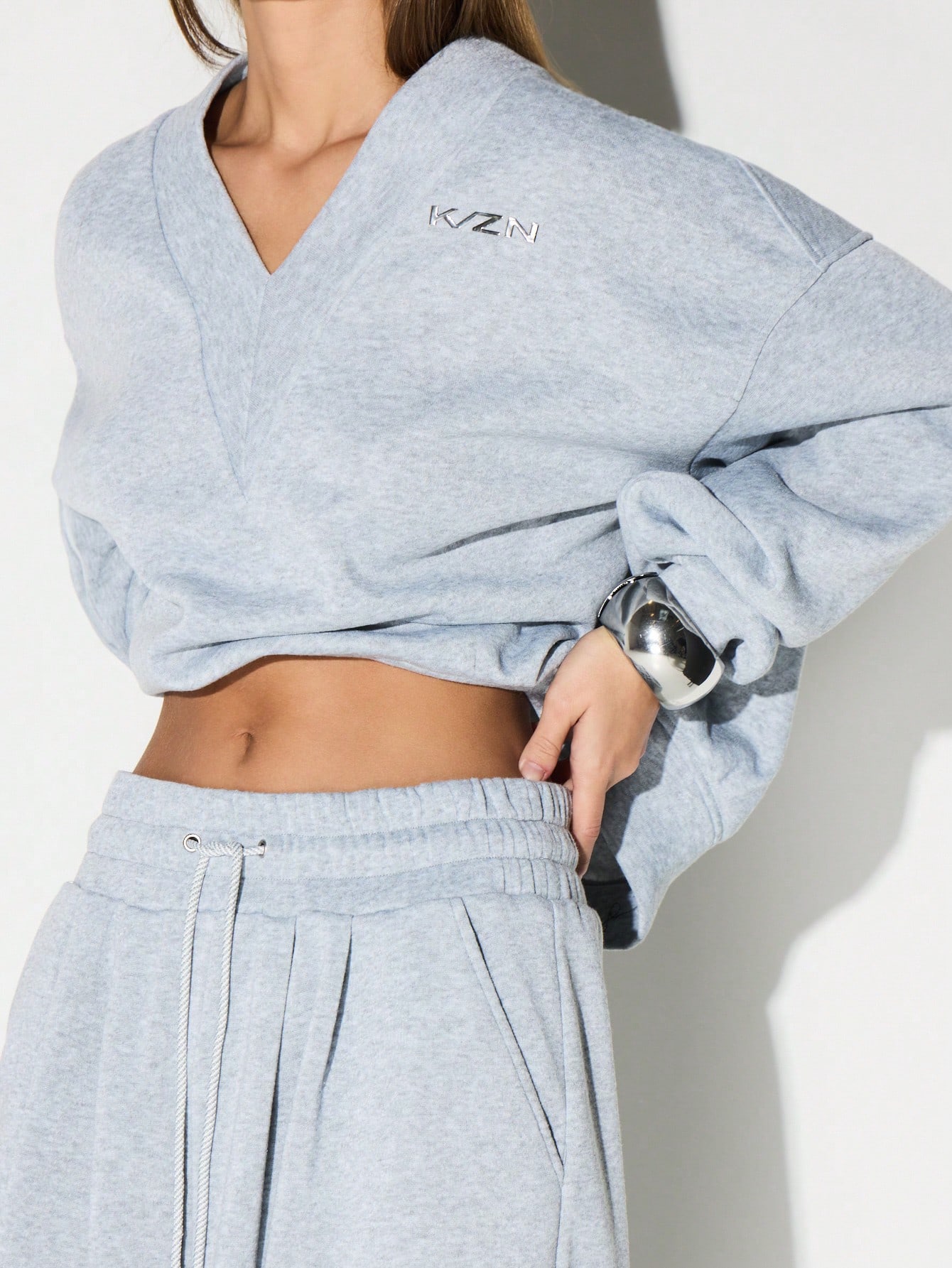 KIZN Oversized V Neck Sweatshirt With Logo