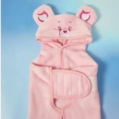 Care Bears X PETSIN 1pc Embroidered Teddy Bear Pet Cat Dog Universal Pink Plush Comfortable Absorbent Dog Hooded Bathrobe