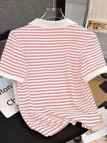 Resyla 女式休闲条纹印花短袖T恤，夏季 - 彩色 - 查看 2