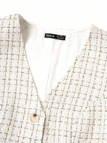 Ellevyn Bộ vest và quần kiểu Pháp thanh lịch dành cho nữ, chất liệu vải lanh, trang phục đi làm cho mùa thu - trắng - Xem 6