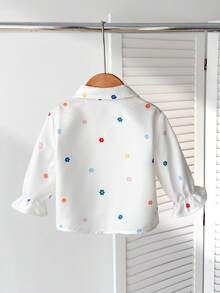 SHEIN 休闲百搭 Babygirl 心形图案长袖衬衫 - 彩色 - 查看 2