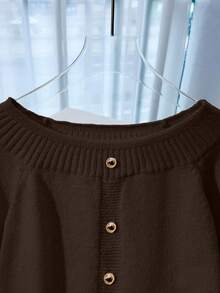 Franclia Women's New Autumn/Winter Off Shoulder Unique Sexy Luxurious High-End Pullover Sweater (Waist Belt Not Included) - Coffee Brown - View 8