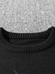 Manfinity EMRG Autumn/Winter New Blogger Stylish Design Print Men Pullover Sweater It Is Great For Couples And Makes An Excellent Gift Idea For Boyfriends Or Husbands Or Friends - Black - View 6