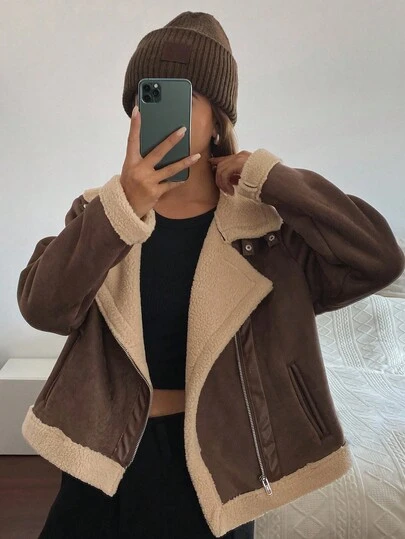 Livesso 女士休闲宽松翻领常规款夹克，秋季女式外套